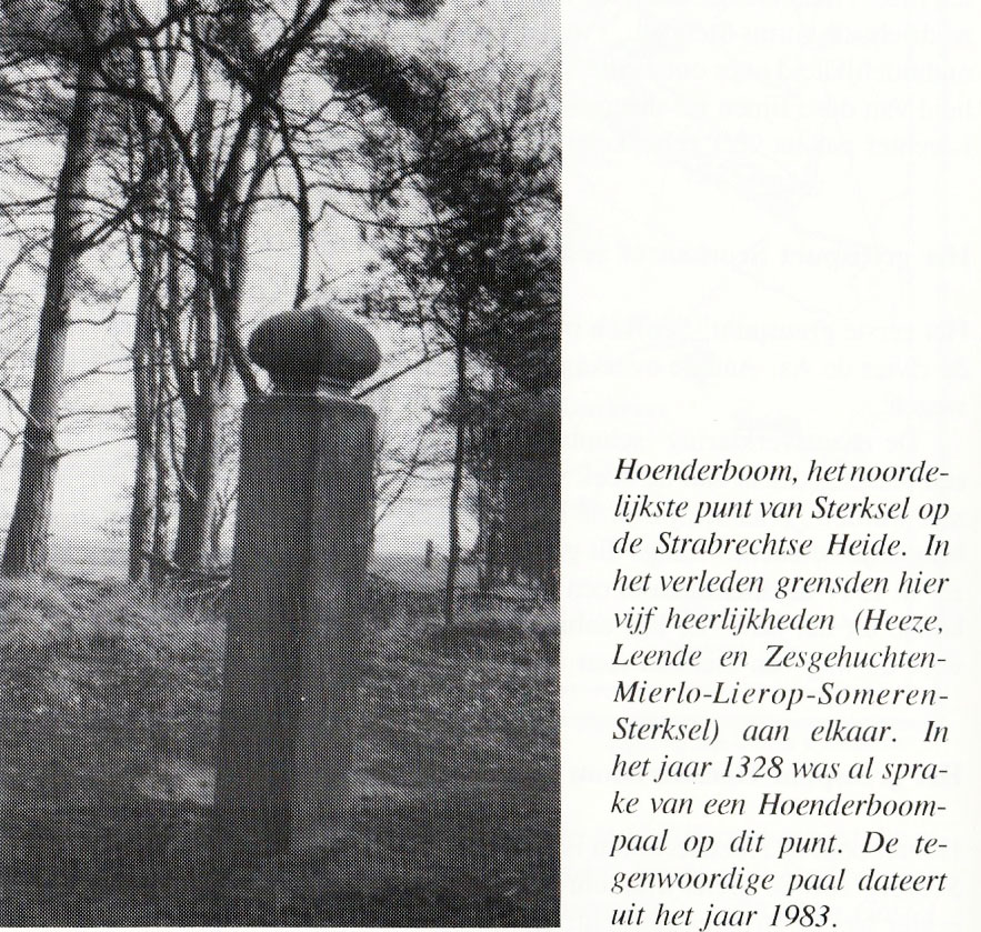 De grenspaal bij de Hoenderboom op de Strabrechtse Heide (c) Heemkundekring Heeze, Leende, Zesgehuchten grenspaal bij Hoenderboom
